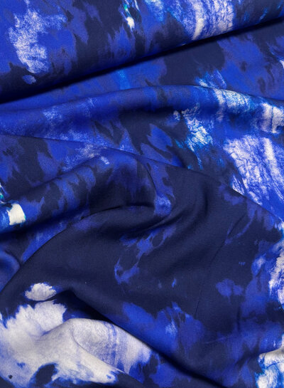 blauwe abstracte print - viscose twill