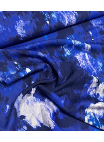 blauwe abstracte print - viscose twill