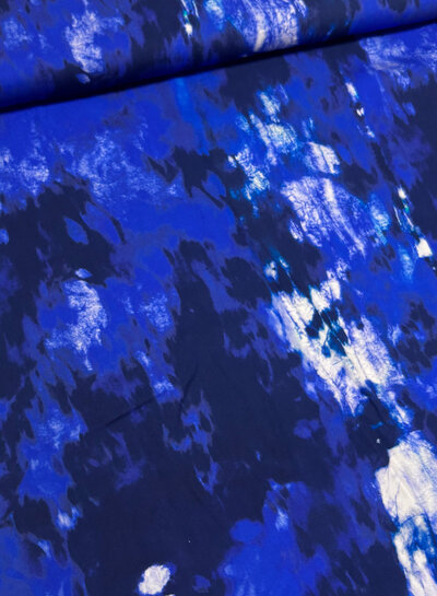 blauwe abstracte print - viscose twill