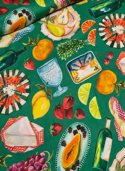 mediterranean picnic - satijn viscose