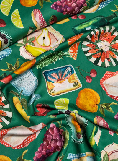 Mediterranean picnic - satin viscose