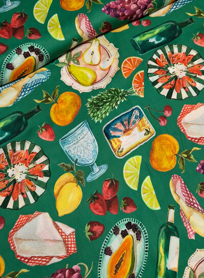 Mediterranean picnic - satin viscose