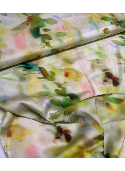 Madeline green blurred blossom - viscose with silk touch