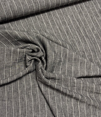 Fibremood dark grey striped - linen look viscose blend