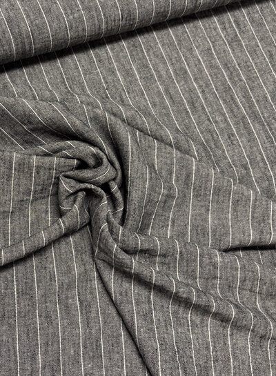 Fibremood dark grey striped - linen look viscose blend