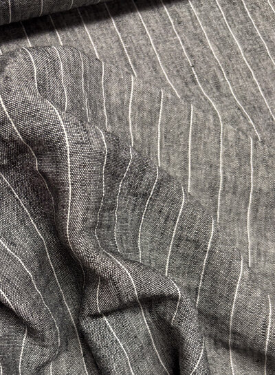 Fibremood dark grey striped - linen look viscose blend