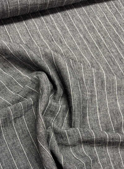 Fibremood dark grey striped - linen look viscose blend