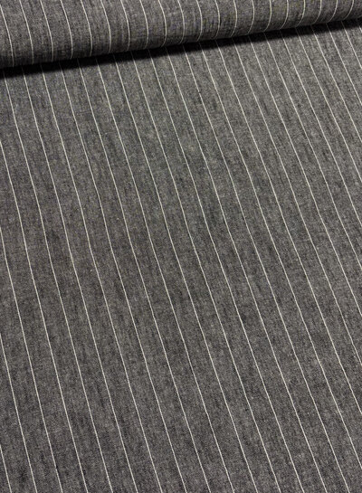 Fibremood dark grey striped - linen look viscose blend