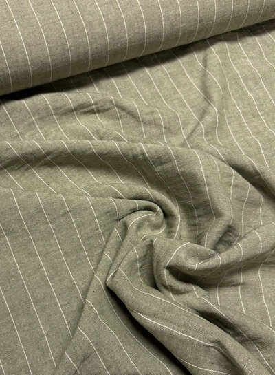 Fibremood mint grey striped - linen look viscose blend