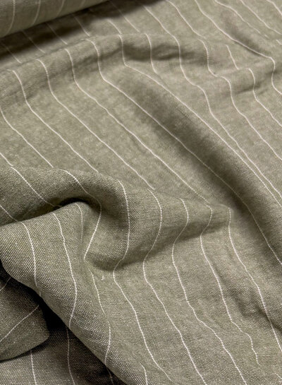 Fibremood mint grey striped - linen look viscose blend