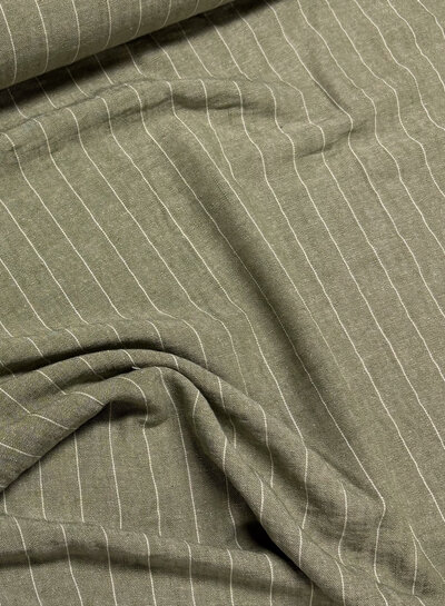 Fibremood mint grey striped - linen look viscose blend