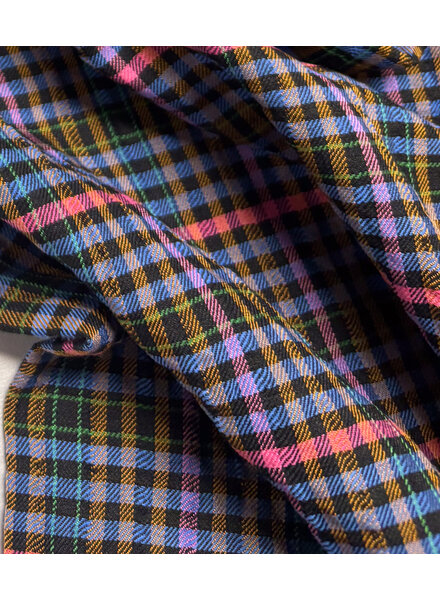 colored checks on navy cotton mix