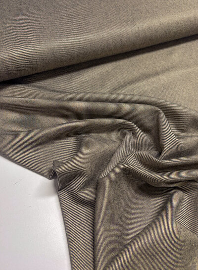 beige en antraciet twill stripes -  geweven bamboe - gerecycleerde, heel soepelvallende stof en geen kreuk