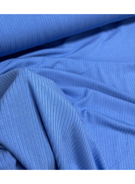 helder blauw  - prachtige subtiele bamboe ribtricot