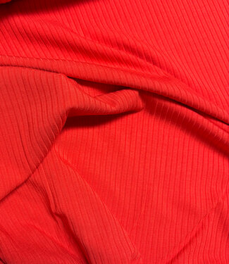 rood - subtiele bamboe geribbelde tricot