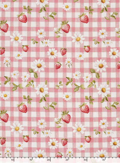 aardbeien en margrietjes - katoen