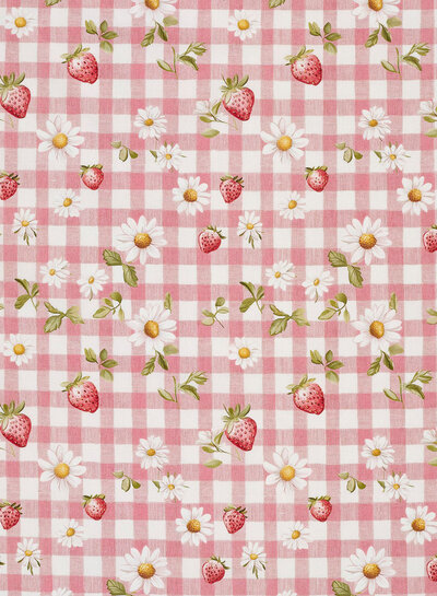 aardbeien en margrietjes - katoen