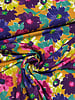 Ira - colorful floral print on ochre - linen cotton blend