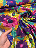 Ira - colorful floral print on ochre - linen cotton blend