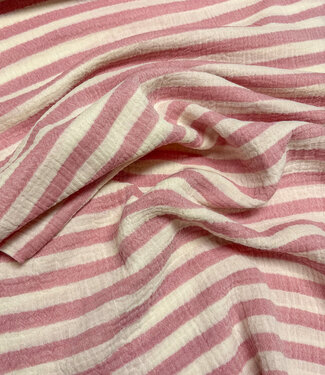 Madeline roze strepen - double gauze / tetra