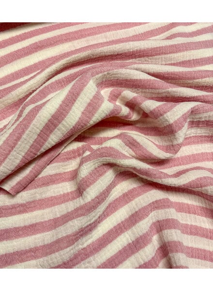 Madeline roze strepen - double gauze / tetra