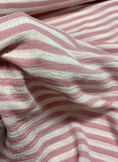 Madeline roze strepen - double gauze / tetra