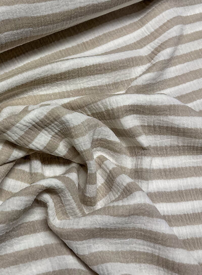 Madeline beige strepen - double gauze / tetra