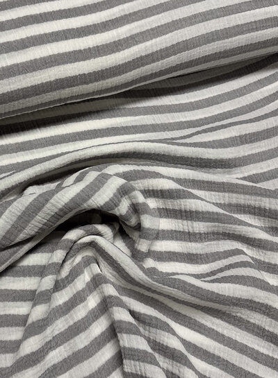 Madeline light grey stripes - double gauze / tetra