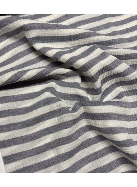 Madeline blue-grey stripes - double gauze / tetra