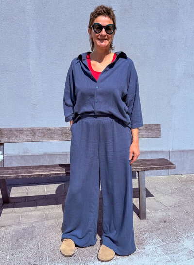steel blue - beautiful viscose linen blend
