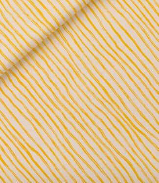 See You at Six wiggly verticals - yellow - cotton canvas gabardine - papyrus cream