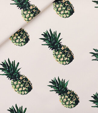 See You at Six pineapples - cotton canvas gabardine - papyrus cream