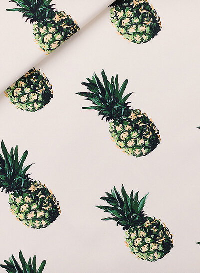See You at Six pineapples - cotton canvas gabardine - papyrus cream