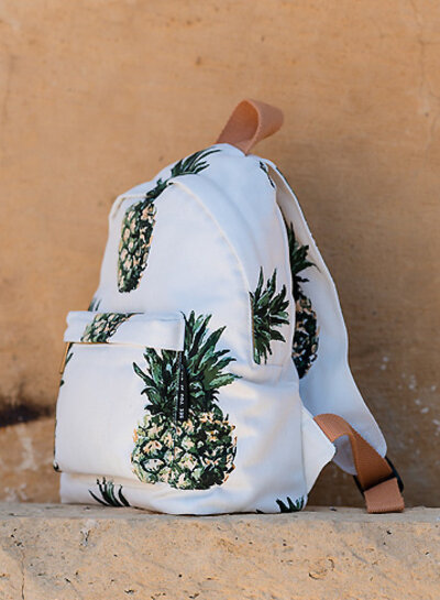 See You at Six pineapples - cotton canvas gabardine - papyrus cream