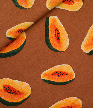 See You at Six papayas - linen viscose blend - glazed ginger brown
