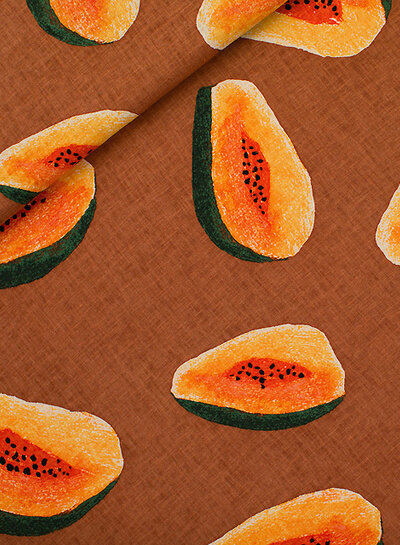 See You at Six papayas - linen viscose blend - glazed ginger brown