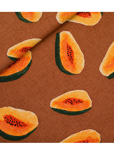See You at Six papayas - linen viscose blend - glazed ginger brown