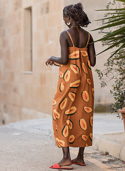 See You at Six papayas - linnen viscose blend - glazuurd gemberbruin