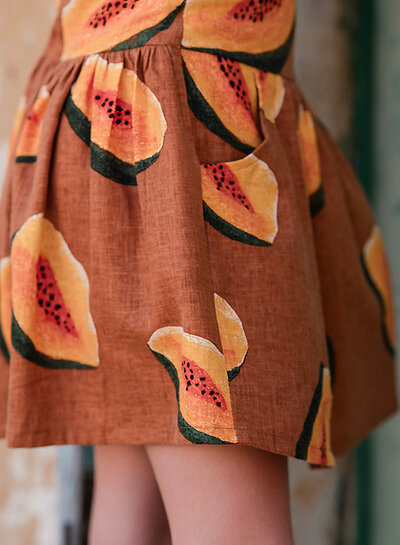 See You at Six papayas - linen viscose blend - glazed ginger brown