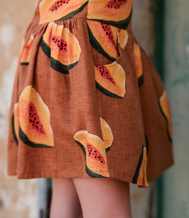 See You at Six papayas - linnen viscose blend - glazuurd gemberbruin