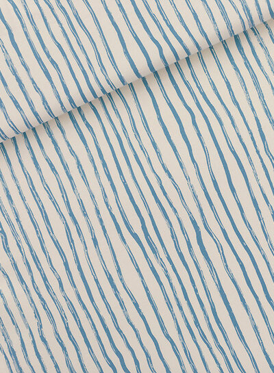 See You at Six wiggly verticals - blue - french terry - papyrus cream