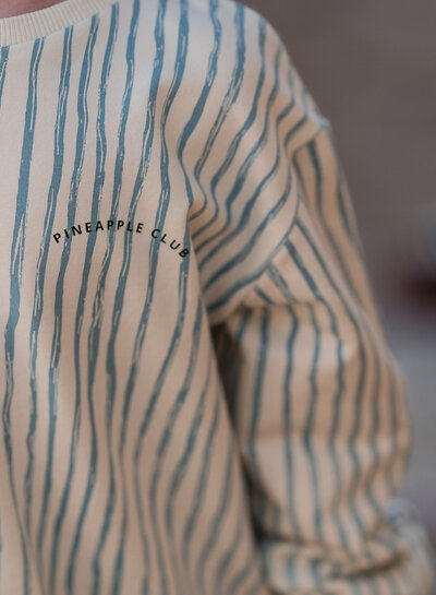 See You at Six wiggly verticals - blue - french terry - papyrus cream