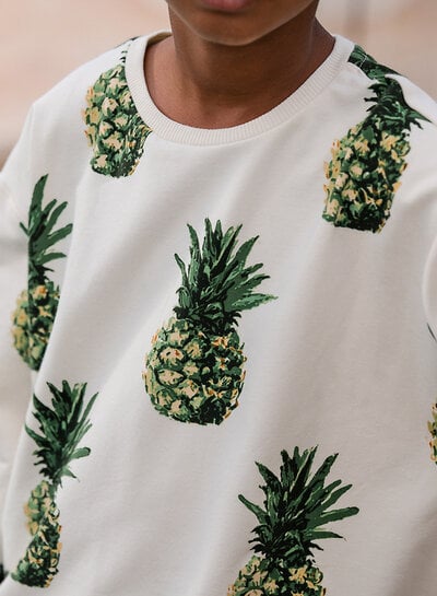 See You at Six pineapples - french terry - papyrus crème