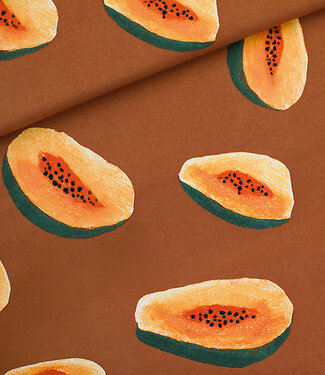 See You at Six papayas - french terry - glazed ginger brown