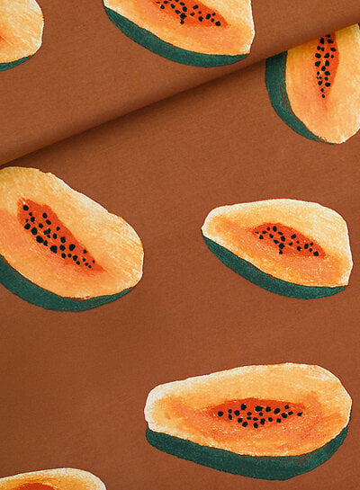 See You at Six papayas - french terry - glazuurd gemberbruin