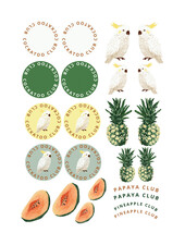 See You at Six Download - combination pack - cockatoo, pineapple and papaya for keychain, bag and clothing