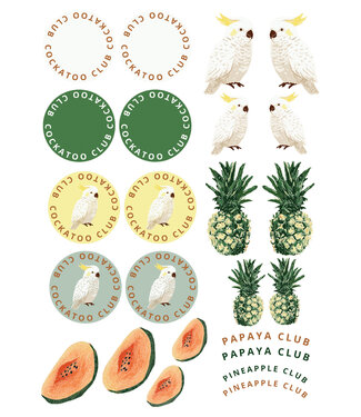 See You at Six Download - combination pack - cockatoo, pineapple and papaya for keychain, bag and clothing