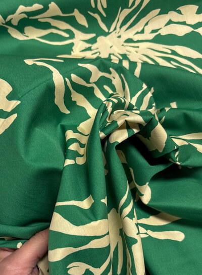 green subtle floral print - cotton poplin