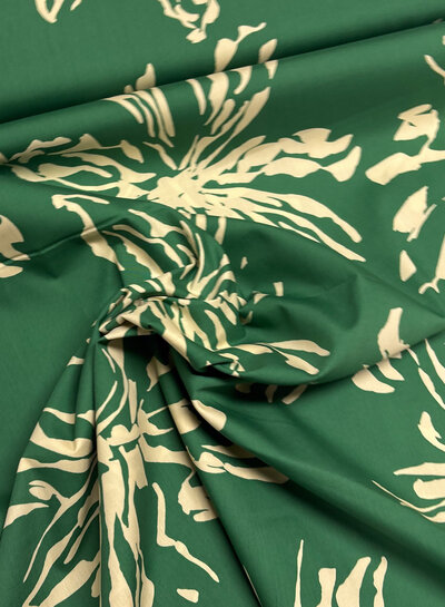 green subtle floral print - cotton poplin