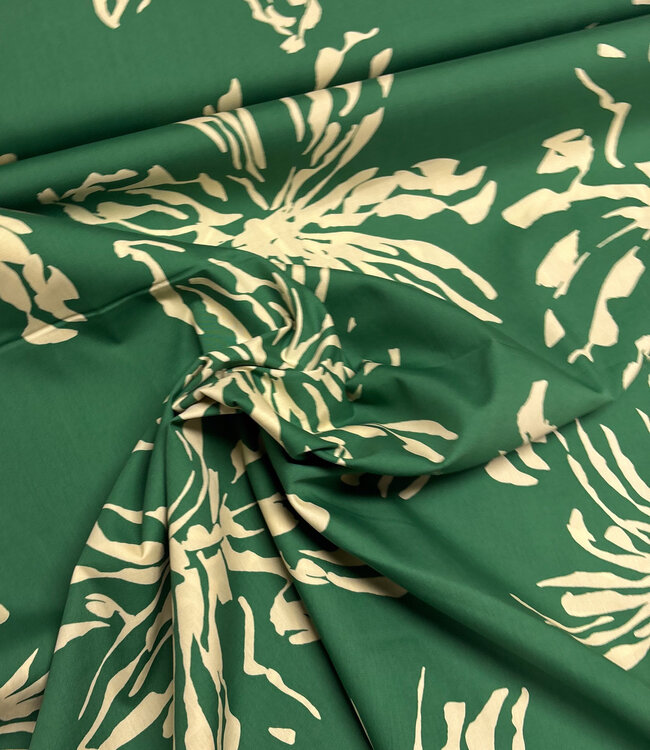 groen subtiele bloemenprint - popeline katoen